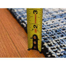 Load image into Gallery viewer, 9&#39;2&quot;x12&#39; Steel Blue, Modern Fence Design, Wool and Art Silk, Tone on Tone, Hand Loomed, Oriental Rug FWR485670
