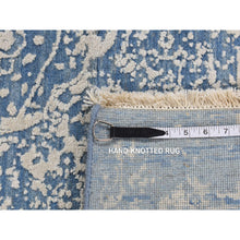 Load image into Gallery viewer, 5&#39;1&quot;x7&#39; Air Force Blue, Hand Knotted, Broken And Erased Persian Medallion Design, Wool And Pure Silk, Oriental Rug FWR485748