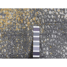 Load image into Gallery viewer, 5&#39;2&quot;x7&#39; Carbon Gray With Mix Of Gold, Persian Medallion Design, Wool And Pure Silk, Hand Knotted, Oriental Rug FWR485772