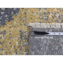 Load image into Gallery viewer, 5&#39;2&quot;x7&#39; Carbon Gray With Mix Of Gold, Persian Medallion Design, Wool And Pure Silk, Hand Knotted, Oriental Rug FWR485772