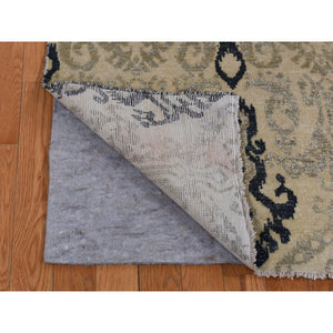 5'10"x8'7" Almond Brown, Tone On Tone Ikat Design, Pure Wool, Hand Knotted, Oriental Rug FWR485784