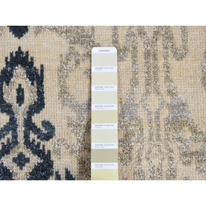5'10"x8'7" Almond Brown, Tone On Tone Ikat Design, Pure Wool, Hand Knotted, Oriental Rug FWR485784