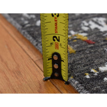 Load image into Gallery viewer, 6&#39;1&quot;x9&#39;2&quot; Iridium Black, Transitional Erased And Broken Agra Design With Pop Of Color, Wool And Silk, Hand Knotted, Oriental Rug FWR485814