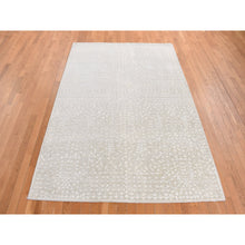 Load image into Gallery viewer, 6&#39;1&quot;x9&#39;4&quot; Vanilla White, Hand Knotted, Tone On Tone, Pure Silk With Textured Wool, Oriental Rug FWR485826