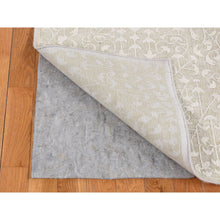 Load image into Gallery viewer, 6&#39;1&quot;x9&#39;4&quot; Vanilla White, Hand Knotted, Tone On Tone, Pure Silk With Textured Wool, Oriental Rug FWR485826