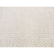 Load image into Gallery viewer, 6&#39;1&quot;x9&#39;4&quot; Vanilla White, Hand Knotted, Tone On Tone, Pure Silk With Textured Wool, Oriental Rug FWR485826