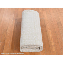 Load image into Gallery viewer, 6&#39;1&quot;x9&#39;4&quot; Vanilla White, Hand Knotted, Tone On Tone, Pure Silk With Textured Wool, Oriental Rug FWR485826