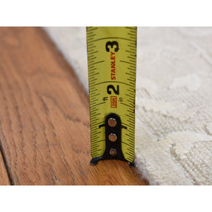 6'1"x9'4" Vanilla White, Hand Knotted, Tone On Tone, Pure Silk With Textured Wool, Oriental Rug FWR485826