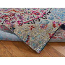Load image into Gallery viewer, 6&#39;x9&#39; Tan Brown, Colorful Maharaja Design, Sari Silk and Textured Wool, Hand Knotted, Oriental Rug FWR485832