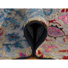 Load image into Gallery viewer, 6&#39;x9&#39; Tan Brown, Colorful Maharaja Design, Sari Silk and Textured Wool, Hand Knotted, Oriental Rug FWR485832