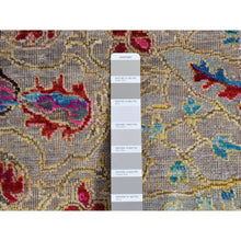 Load image into Gallery viewer, 6&#39;x9&#39; Tan Brown, Colorful Maharaja Design, Sari Silk and Textured Wool, Hand Knotted, Oriental Rug FWR485832