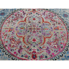 Load image into Gallery viewer, 6&#39;x9&#39; Tan Brown, Colorful Maharaja Design, Sari Silk and Textured Wool, Hand Knotted, Oriental Rug FWR485832