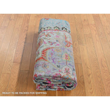 Load image into Gallery viewer, 6&#39;x9&#39; Tan Brown, Colorful Maharaja Design, Sari Silk and Textured Wool, Hand Knotted, Oriental Rug FWR485832
