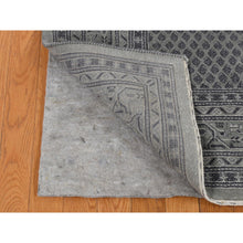 Load image into Gallery viewer, 6&#39;x9&#39; Battleship Gray, Sarouk Mir Small Repetitive Boteh Design, Wool And Silk, Hand Knotted, Oriental Rug FWR485844