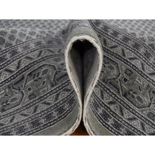 Load image into Gallery viewer, 6&#39;x9&#39; Battleship Gray, Sarouk Mir Small Repetitive Boteh Design, Wool And Silk, Hand Knotted, Oriental Rug FWR485844