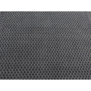 6'x9' Battleship Gray, Sarouk Mir Small Repetitive Boteh Design, Wool And Silk, Hand Knotted, Oriental Rug FWR485844