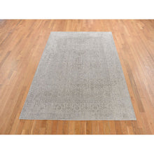 Load image into Gallery viewer, 5&#39;9&quot;x9&#39; Taupe, Fine Jacquard Hand Loomed, Modern Tone On Tone, Wool And Art Silk, Oriental Rug FWR485862
