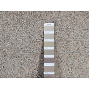 5'9"x9' Taupe, Fine Jacquard Hand Loomed, Modern Tone On Tone, Wool And Art Silk, Oriental Rug FWR485862