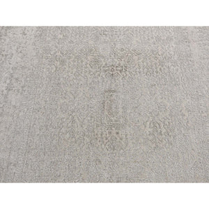 5'9"x9' Taupe, Fine Jacquard Hand Loomed, Modern Tone On Tone, Wool And Art Silk, Oriental Rug FWR485862