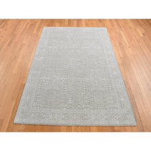 Load image into Gallery viewer, 5&#39;9&quot;x9&#39; Dorian Gray, Wool And Plant Based Silk, Fine Jacquard Hand Loomed, Tone On Tone, Oriental Rug FWR485868