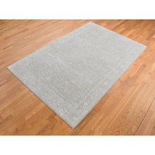 Load image into Gallery viewer, 5&#39;9&quot;x9&#39; Dorian Gray, Wool And Plant Based Silk, Fine Jacquard Hand Loomed, Tone On Tone, Oriental Rug FWR485868