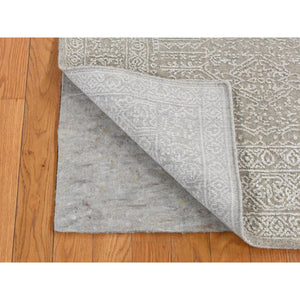 5'9"x9' Dorian Gray, Wool And Plant Based Silk, Fine Jacquard Hand Loomed, Tone On Tone, Oriental Rug FWR485868
