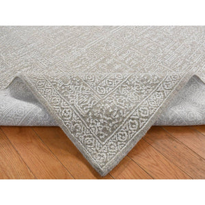 5'9"x9' Dorian Gray, Wool And Plant Based Silk, Fine Jacquard Hand Loomed, Tone On Tone, Oriental Rug FWR485868