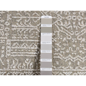 5'9"x9' Dorian Gray, Wool And Plant Based Silk, Fine Jacquard Hand Loomed, Tone On Tone, Oriental Rug FWR485868