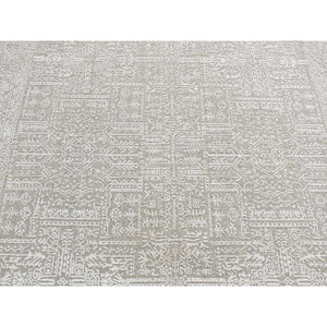 5'9"x9' Dorian Gray, Wool And Plant Based Silk, Fine Jacquard Hand Loomed, Tone On Tone, Oriental Rug FWR485868