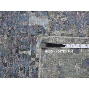 6'x8'10" Cloud Gray, Hi-low Pile, Abstract Design, Wool And Silk, Soft To The Touch, Hand Knotted, Oriental Rug FWR485880