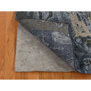 6'x9'2" Blue, Geological Design, Wool And Pure Silk, Soft To The Touch, Hand Knotted, Oriental Rug FWR485886