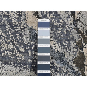 6'x9'2" Blue, Geological Design, Wool And Pure Silk, Soft To The Touch, Hand Knotted, Oriental Rug FWR485886