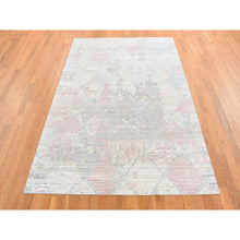 Load image into Gallery viewer, 5&#39;9&quot;x9&#39;3&quot; Pearl White, The Pastel Collection, Silk With Textured Wool, Hand Knotted, Oriental Rug FWR485916