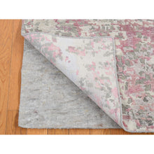 Load image into Gallery viewer, 5&#39;10&quot;x8&#39;9&quot; Pastel Pink, Hi-Lo Pile, Abstract Design, Wool and Silk, Hand Knotted, Oriental Rug FWR485934