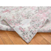 Load image into Gallery viewer, 5&#39;10&quot;x8&#39;9&quot; Pastel Pink, Hi-lo Pile, Abstract Design, Wool And Silk, Hand Knotted, Oriental Rug FWR485934