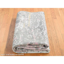 Load image into Gallery viewer, 5&#39;10&quot;x8&#39;9&quot; Pastel Pink, Hi-lo Pile, Abstract Design, Wool And Silk, Hand Knotted, Oriental Rug FWR485934