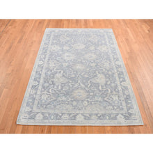 Load image into Gallery viewer, 6&#39;1&quot;x8&#39;9&quot; Battleship Gray, Hand Knotted, Oushak Influence, Pure Silk And Textured Wool, Oriental Rug FWR485940