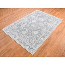 Load image into Gallery viewer, 6&#39;1&quot;x8&#39;9&quot; Battleship Gray, Hand Knotted, Oushak Influence, Pure Silk And Textured Wool, Oriental Rug FWR485940