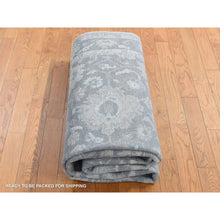 Load image into Gallery viewer, 6&#39;1&quot;x8&#39;9&quot; Battleship Gray, Hand Knotted, Oushak Influence, Pure Silk And Textured Wool, Oriental Rug FWR485940