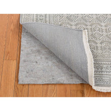 Load image into Gallery viewer, 6&#39;x9&#39;1&quot; Old Silver Gray, Pure Silk With Textured Wool, Tone On Tone Repetitive Jewlery Design, Hand Knotted, Oriental Rug FWR485970