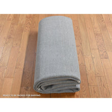 Load image into Gallery viewer, 6&#39;x9&#39;1&quot; Old Silver Gray, Pure Silk With Textured Wool, Tone On Tone Repetitive Jewlery Design, Hand Knotted, Oriental Rug FWR485970