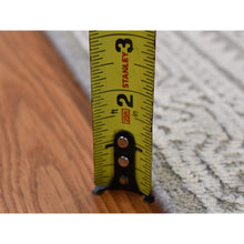 Load image into Gallery viewer, 6&#39;x9&#39;1&quot; Old Silver Gray, Pure Silk With Textured Wool, Tone On Tone Repetitive Jewlery Design, Hand Knotted, Oriental Rug FWR485970