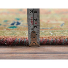 Load image into Gallery viewer, 3&#39;5&quot;x10&#39;5&quot; Coral Red, Hand Knotted Vintage Persian Kashan, Sheared Low Distressed Look Worn Wool, Wide Runner Oriental Rug FWR486294