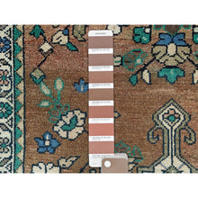 Load image into Gallery viewer, 3&#39;7&quot;x9&#39;9&quot; Almond Brown, Distressed Look Worn Wool Hand Knotted, Vintage Persian Lilahan Sheared Low, Wide Runner Oriental Rug FWR486366
