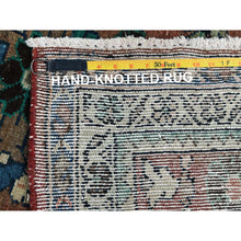 Load image into Gallery viewer, 3&#39;8&quot;x10&#39; Independence Blue, Vintage Persian Northeast, Oblengated Geometric Motifs, Pure Wool, Hand Knotted, Wide Runner Oriental Rug FWR524316