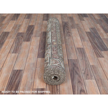 Load image into Gallery viewer, 3&#39;7&quot;x9&#39;10&quot; Chocolate Brown, Worn Wool Hand Knotted Vintage Persian Hamadan with Fish Mahi All Over Design, Sheared Low Distressed Look, Wide Runner Oriental Rug FWR486438