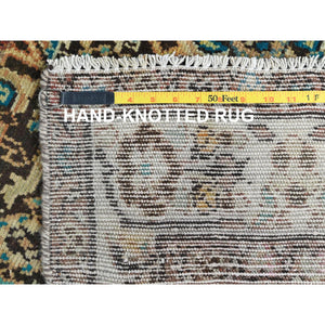 3'7"x9'2" Dusted Clay Pink, Abrash Vintage Persian Hamadan Cropped Thin, Hand Knotted Soft Wool, Cleaned, Sides and Ends Secured, Wide Runner Oriental Evenly Worn Rug FWR515820