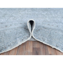 Load image into Gallery viewer, 9&#39;10&quot;x12&#39;2&quot; Light Blue Shabby Chic Vintage Persian Tabriz Hand Knotted Worn Wool, Sheared Low Distressed Look Oriental Rug FWR486594