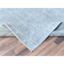 Load image into Gallery viewer, 9&#39;10&quot;x12&#39;2&quot; Light Blue Shabby Chic Vintage Persian Tabriz Hand Knotted Worn Wool, Sheared Low Distressed Look Oriental Rug FWR486594