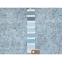 Load image into Gallery viewer, 9&#39;10&quot;x12&#39;2&quot; Light Blue Shabby Chic Vintage Persian Tabriz Hand Knotted Worn Wool, Sheared Low Distressed Look Oriental Rug FWR486594